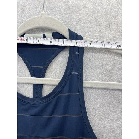 Athleta Women's Tank Top Racer Back Teal Striped Size XXS Sleeveless Round Neck - Picture 11 of 11